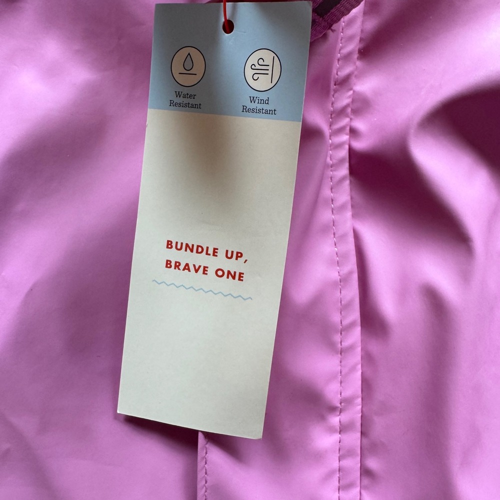 Cat & Jack Girls Pink Hooded Rain Jacket Water Resistant Reflective 5T NEW - Picture 5 of 10